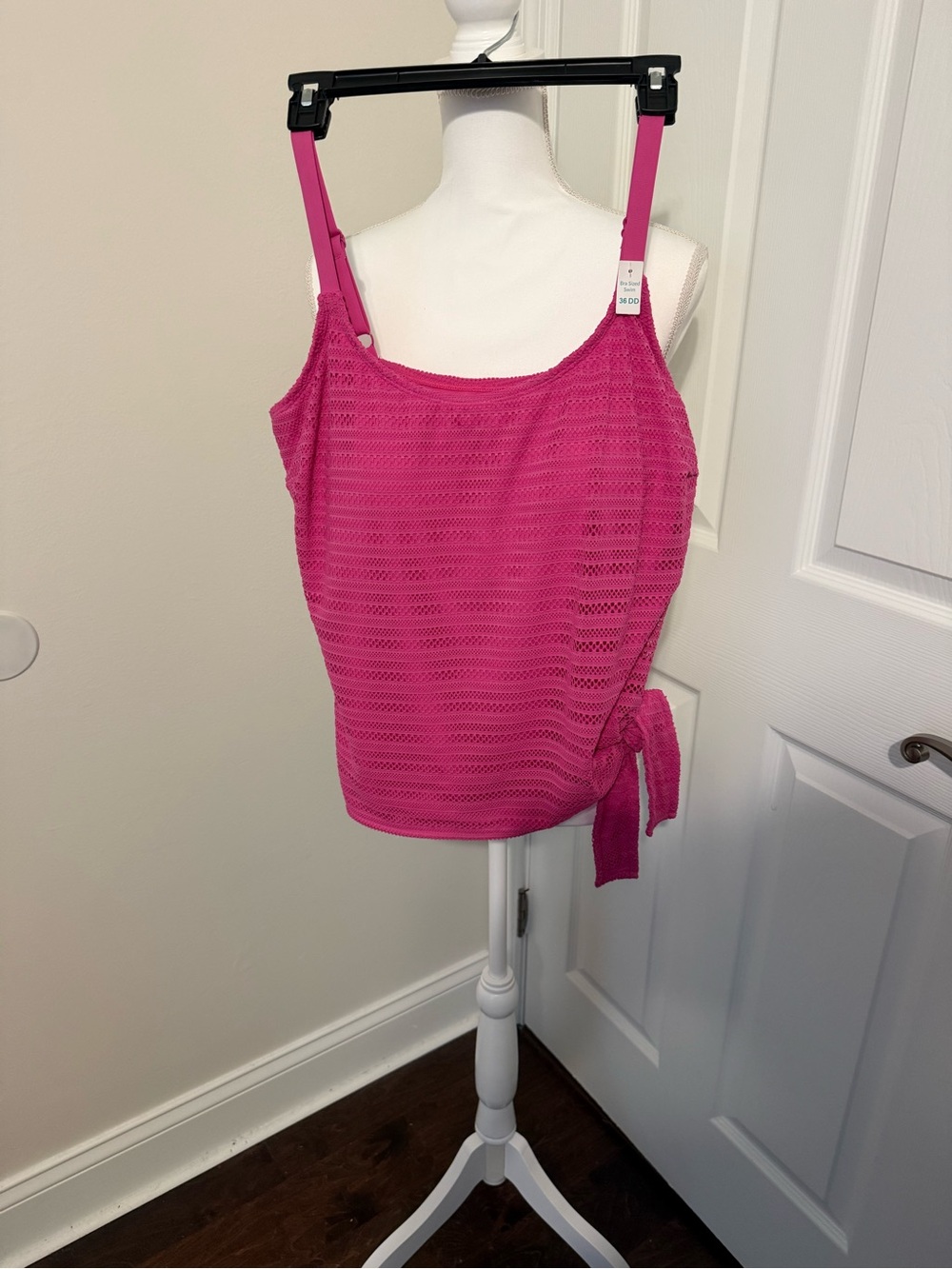 Coco Reef Bright Pink Knit Swim Camisole with Side Tie- 36 DD